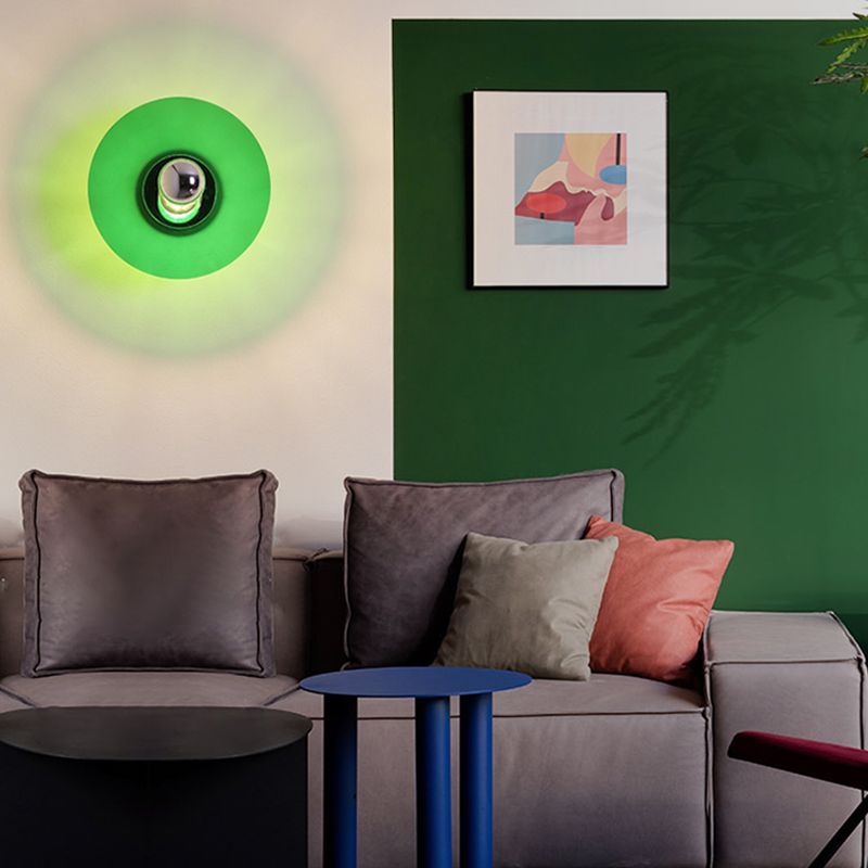 Round Wall Lighting Fixtures Modern Style Metal 1 Light Wall Lighting