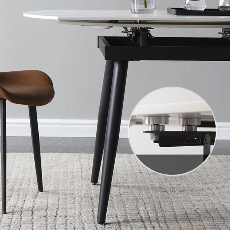 Mesa de comedor de piedra sinterizada de estilo moderno mesa redonda blanca con 4 patas