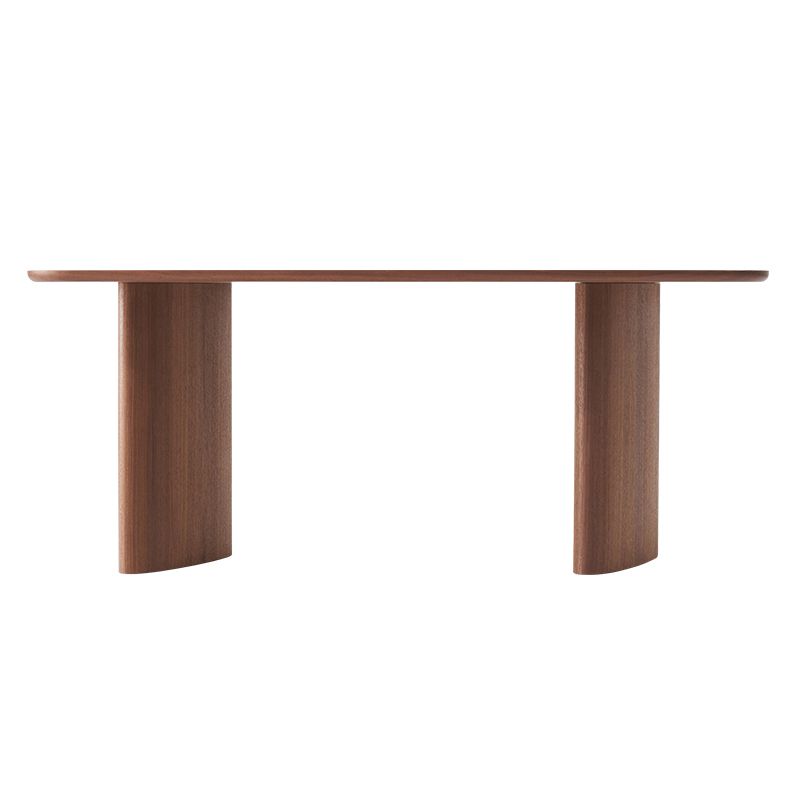 Rectangle Pine Wood Dining Table for Restaurant Modern Table with Double Pedestal Base
