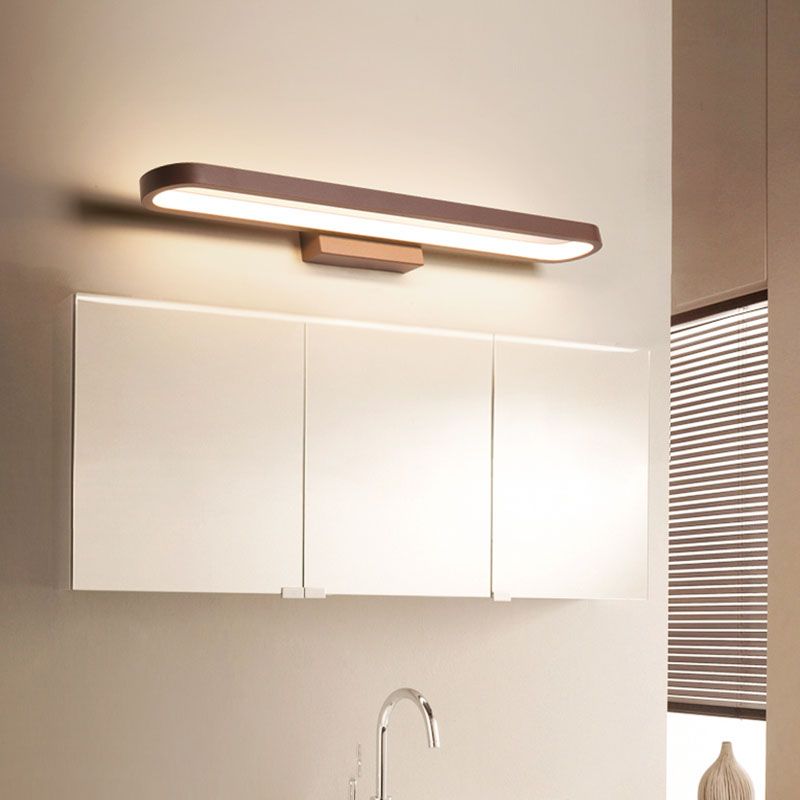 Lineal estilo moderno moderno tocador de tocador 1 luz de espejo LED de luz para el baño en marrón
