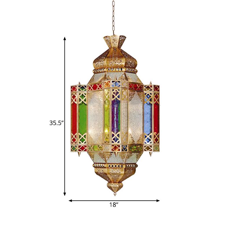 Metallic Castle Suspension Light Art Deco 4-Head Corridor Chandelier Hanging Lamp in Brass