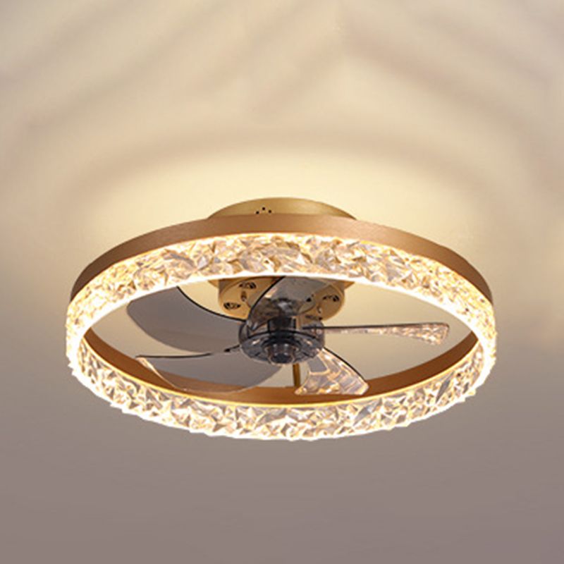 Kreisförmige LED Deckenventilator Leichte Einfachheit Acryl Schlafzimmer Halbflush -Deckenlampe