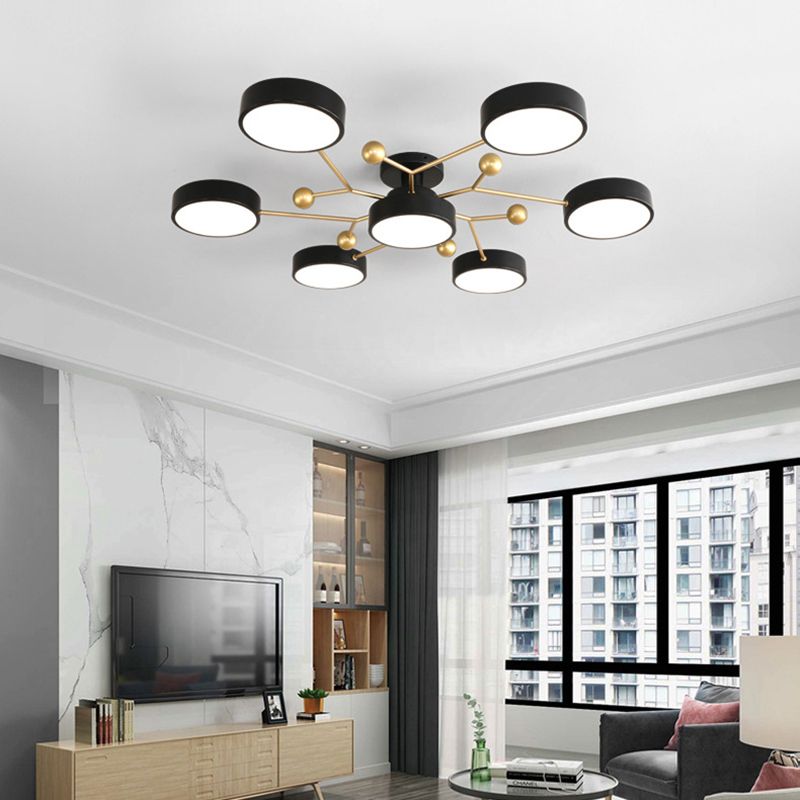 Molecular LED Semiflush Monte Light Macaron Style Metallo Living Camera Soffitto Luce