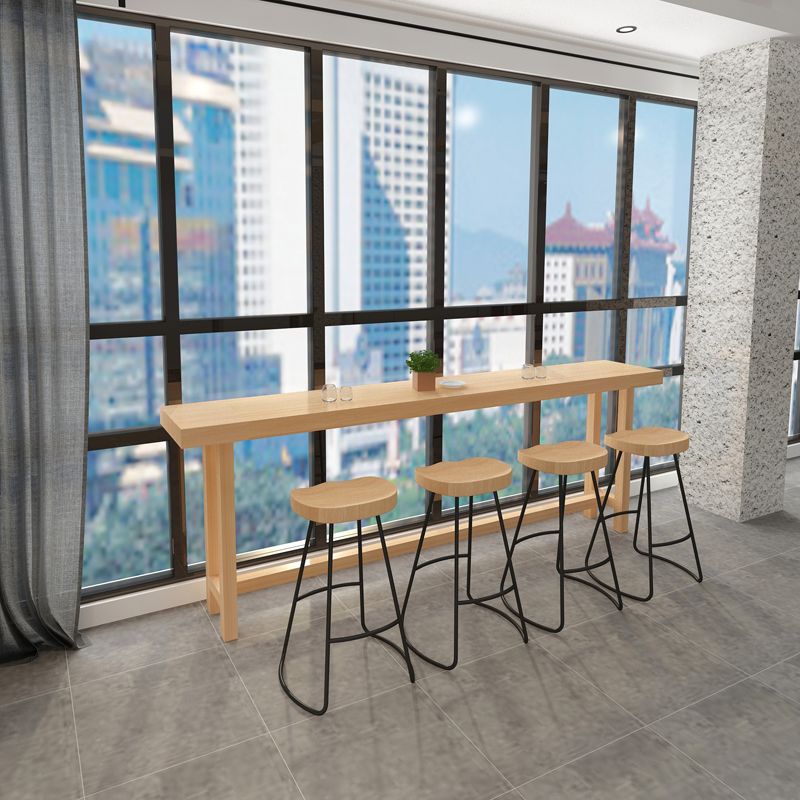 Rectangular Solid Wood Bar Table Set 1/5 Pieces Counter Table with Backless Stools