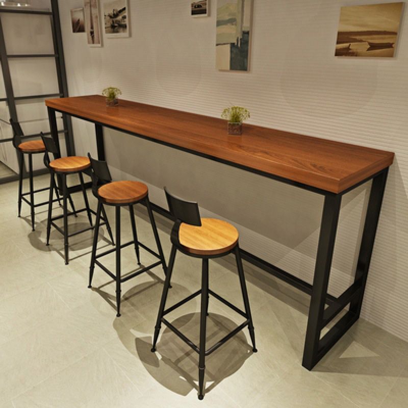 Wood Top Bar Table Modern Bar Table for Kitchen Living Room Coffee Room
