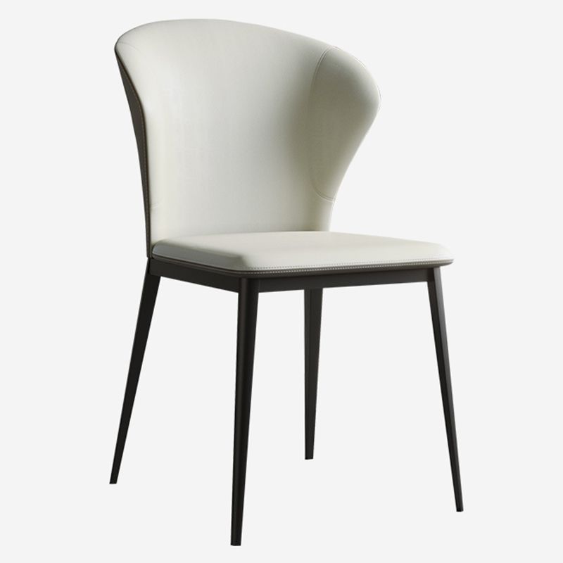 Industrial Armless Dining Chairs Black Metal Legs Wingback Side Chair