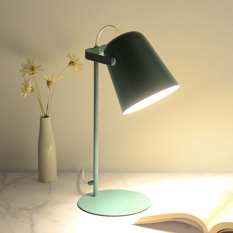 Bell Shade Nordic Style Mini Table Table Lampe 12,5 "Hauteur de lecture de lite de lecture avec base ronde en métal