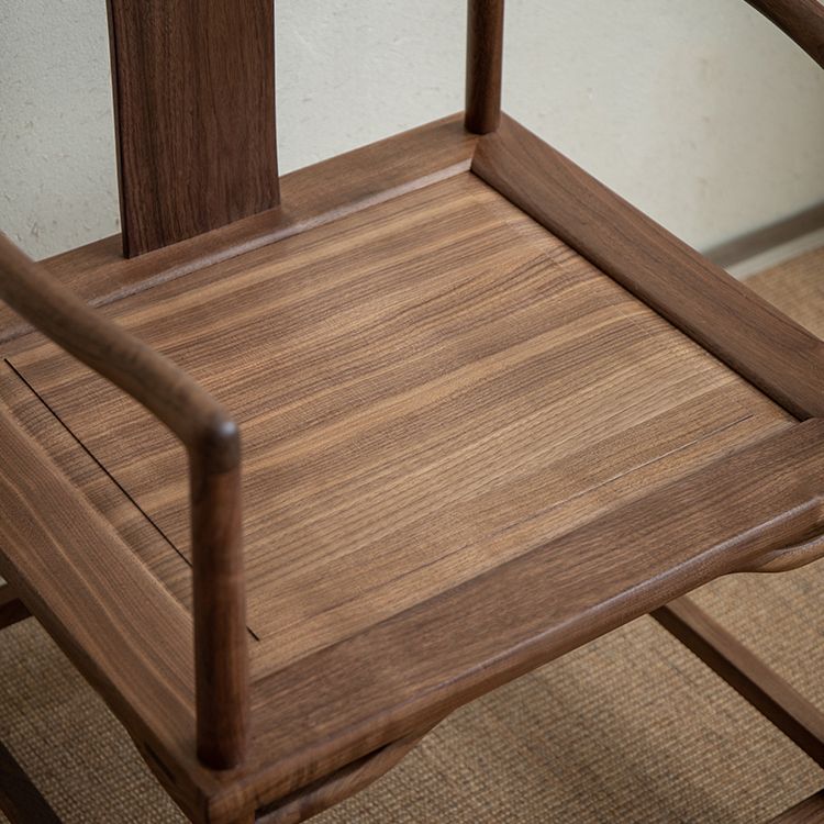 Traditional Style Dining Chair Slat Back Solid Wood Arm Chair for Home