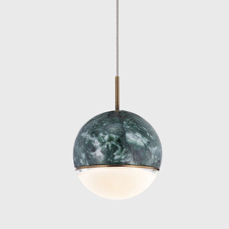 Marble Globe Hanging Light Fixture Postmodern Dining Room LED Pendant Light