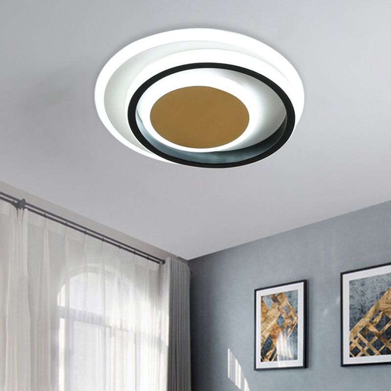 Square/Round Flushmount Lighting Modernism Acrylic White and Black LED Flush Lamp Fixture