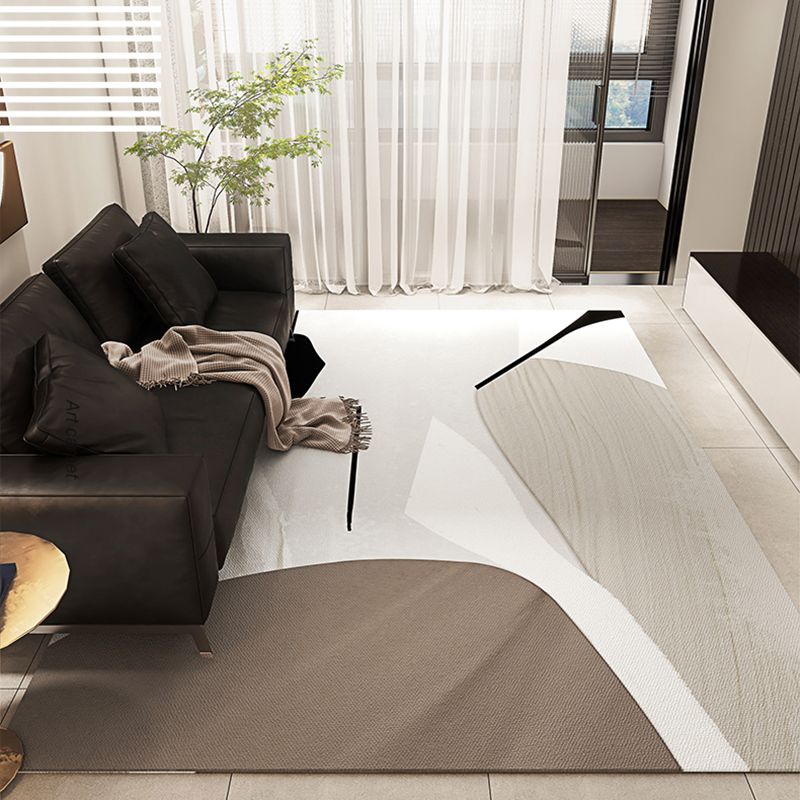Tapis Simple en Polyester, ton blanc, bloc de couleur abstrait, résistant aux taches, pour la décoration de la maison