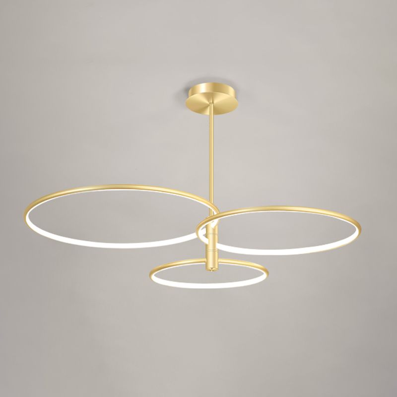 Round Chandelier Light Fixtures Modern Multi-Tier Gold Suspension Pendant Lamps