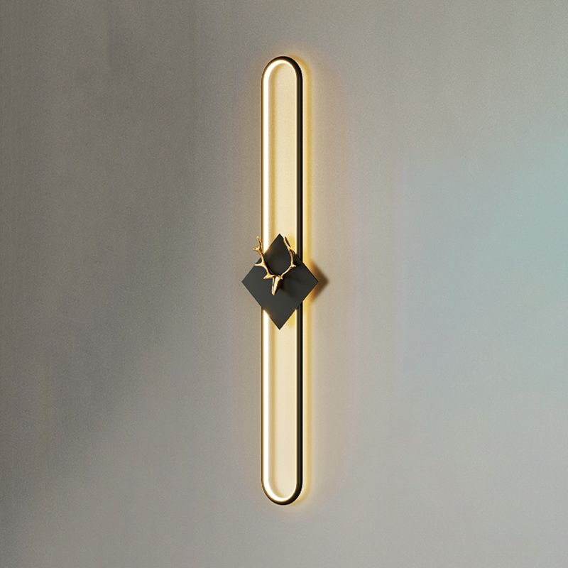 Oval Shape Metal Wall Light Modern Style 1 Light Wall Lighting Idea