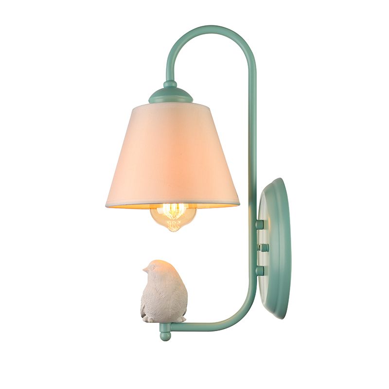 Tapered Shade Wall Light with Pigeon Deco 1 Head Metal Modern Style Sconce Light