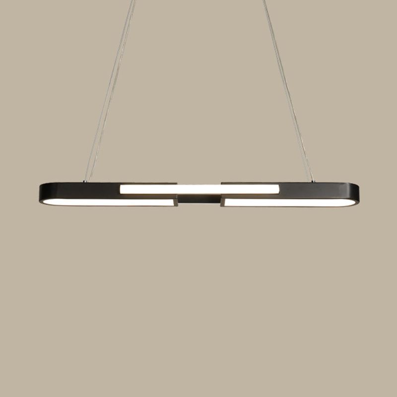 Oblong Acrylic Pendant Light Kit Simple Style Black/Gold LED Island Lamp in Warm/White Light for Dining Room