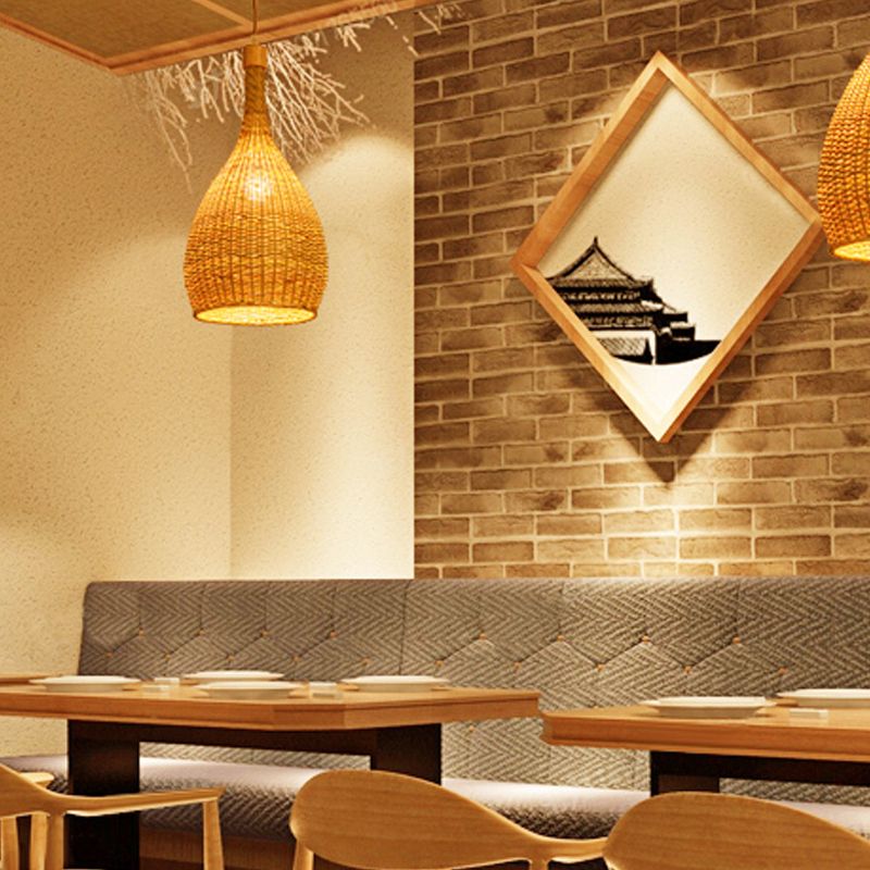 Bamboo Hanging Light Household Pendent Lighting Fixture for Sitting Room