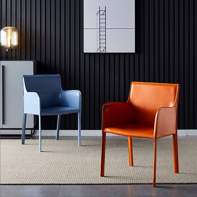 Contemporary Leather Dining Room Chair Metal Dining Armchair for Restaurant Use