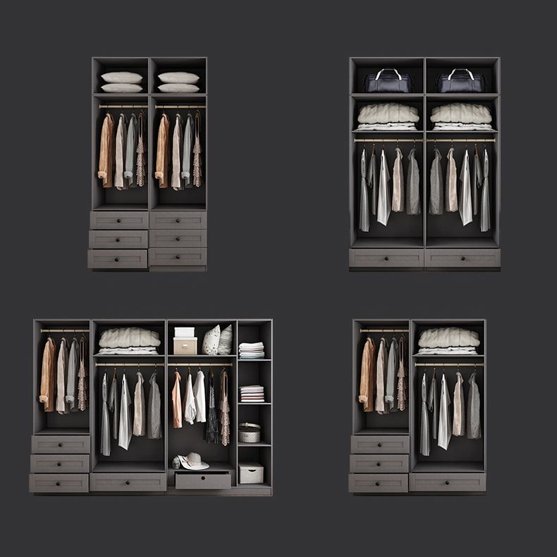 Contemporary Grey Wardrobe Armoire Engineered Wood Wardrobe Closet