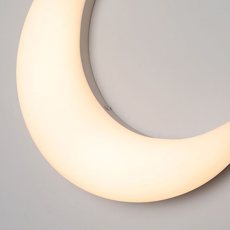 Moon Shape Wall Lamp 1-Light LED Wall Mount Lamp with Plastic Shade for Bedroom