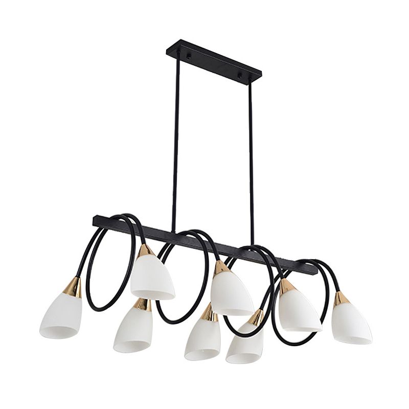 Sala da pranzo isola lampada a piede a sospensione in stile Nordic Black Island con tonalità in vetro cono