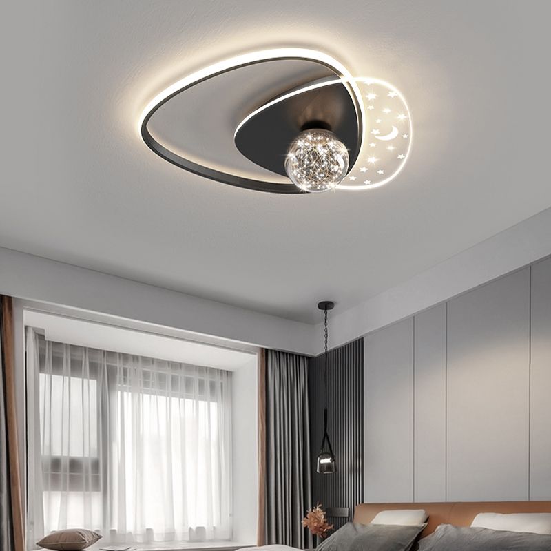 Geometry Shape LED Sky Star Ceiling Lamp Modern Iron 3 Lights Flush Mount for Bedroom