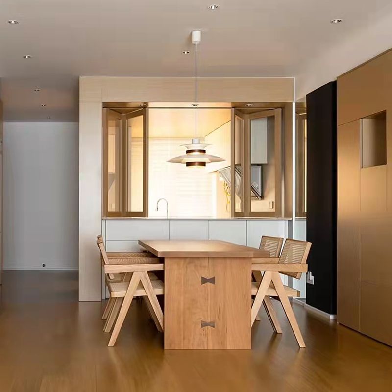 Mesa moderna de madera maciza para mesa rectangular de restaurantes con pedestal doble