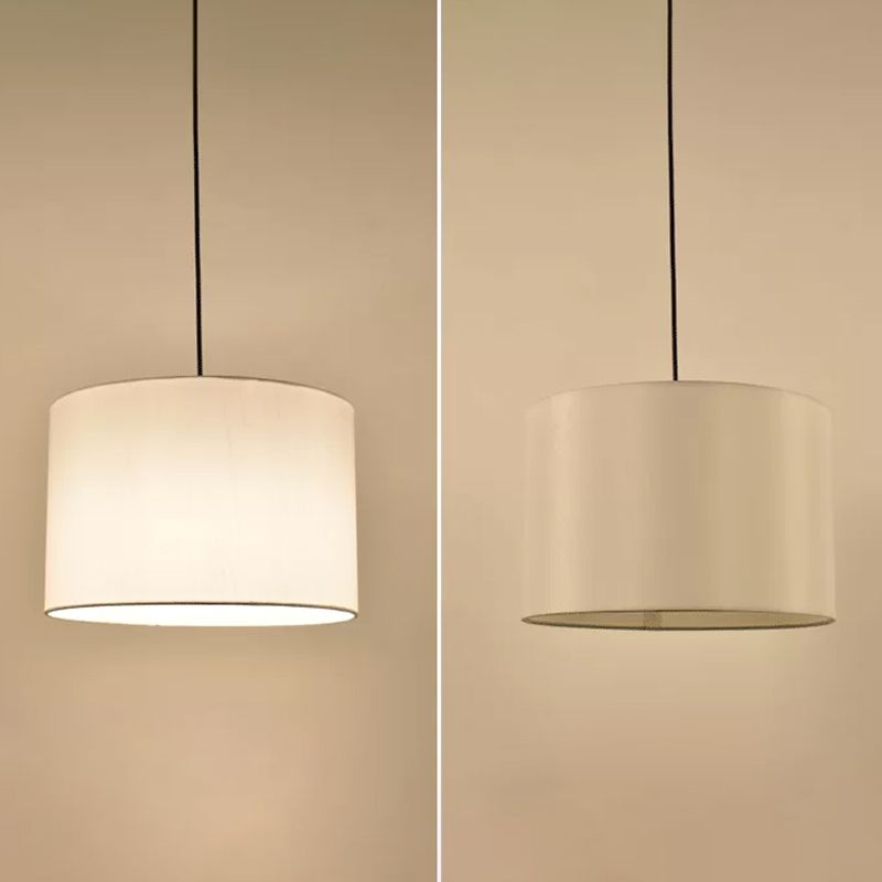 Single Ceiling Light Vintage Drum Shade Fabric Hanging Pendant Light for Restaurant