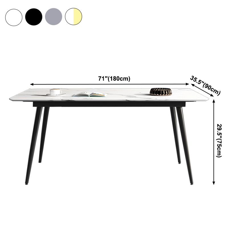 Mesa rectangular con base de acero al carbono para comedor de piedra sinterizada de estilo industrial para el hogar