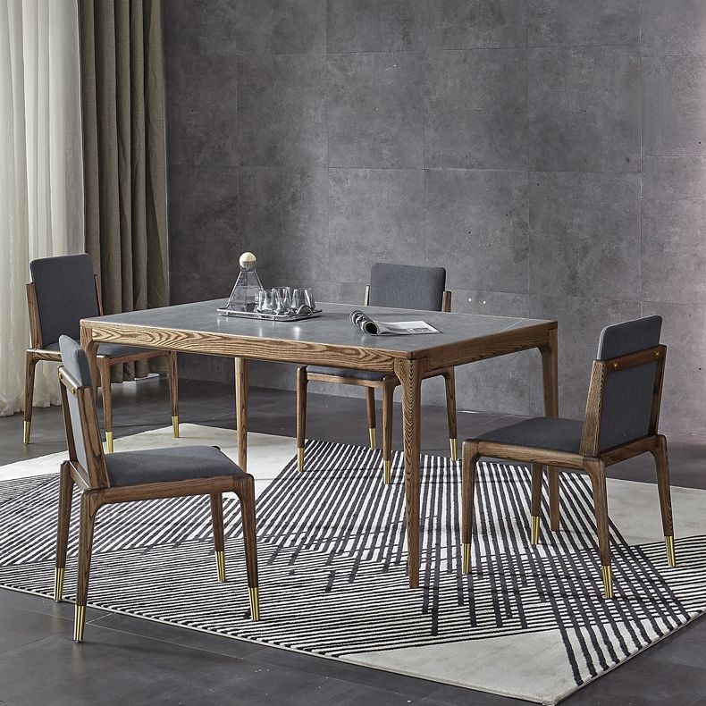 Modern Kitchen Diningset de piedra sinterizado con mesa de comedor base de madera maciza juego de mesa de comedor