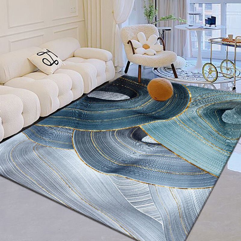 Green Graphic Rug Polyester Simple Rug Washable Area Rug for Living Room