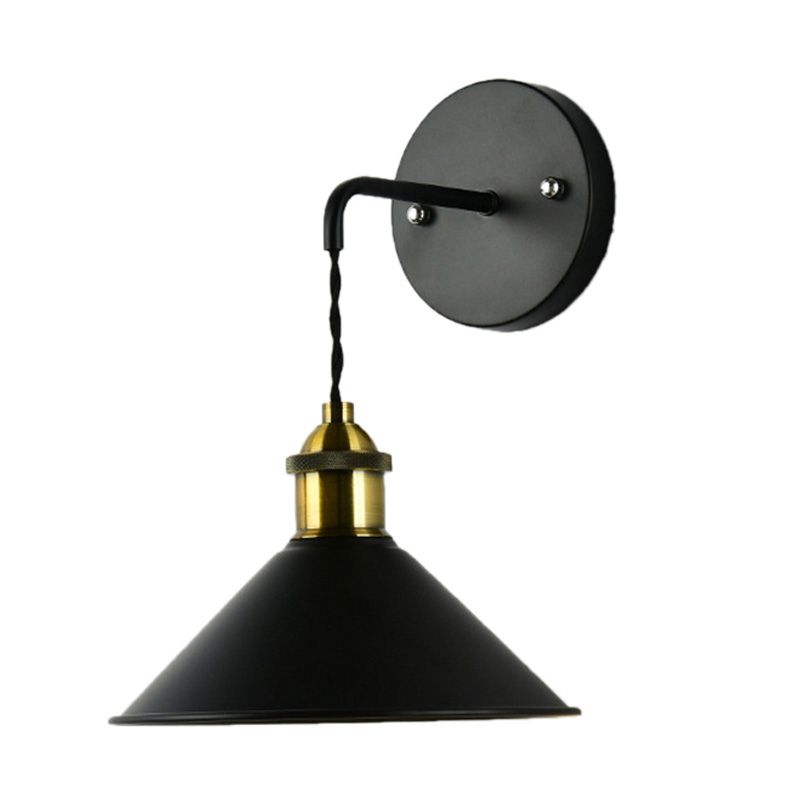 1 Kopfwandlicht mit konischem Schatten Metall Industrial Style Esstischleuchte in Schwarz