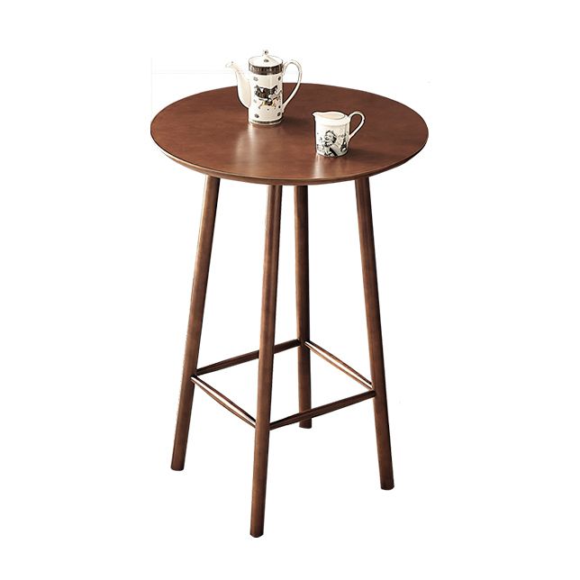 1/3 Pieces Modern Round Bar Table Set Ash Wood Bistro Set with Footrest
