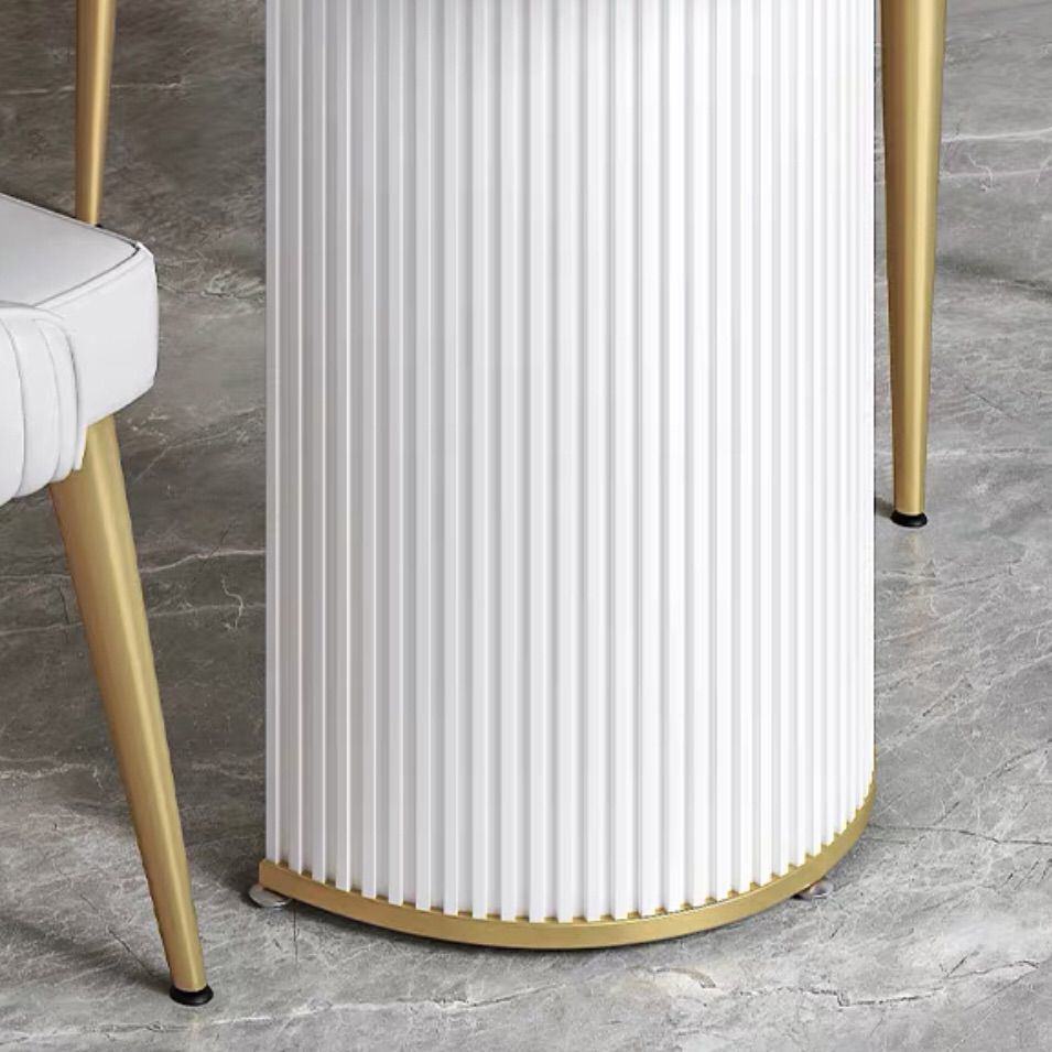 Free Form White Dining Table Sintered Stone Table Luxury with Double Pedestal