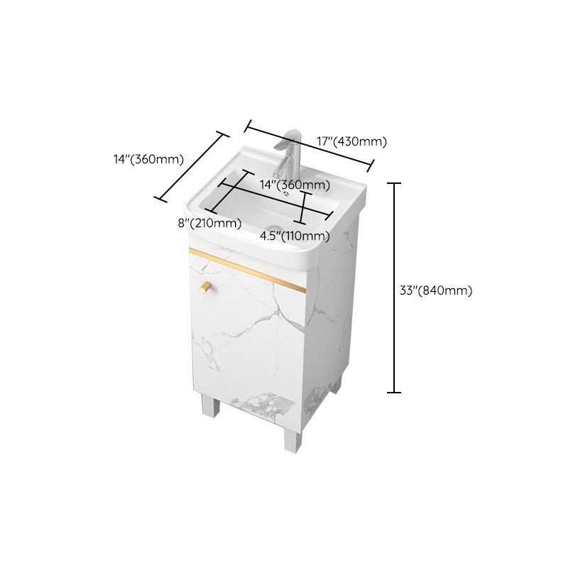 Rectangle Vanity Set White Single Sink Mirror Freestanding Bathroom Vanity with Door