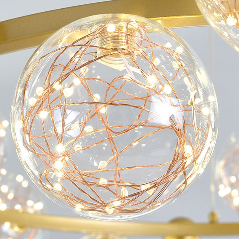 Simple Led Chandelier Light Multi Head Pendant Light with Glass Shade for Living Room