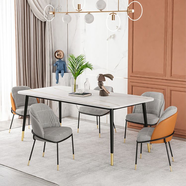 Silla sin brazos tapizada silla de comedor de metal de estilo nórdico para uso en restaurantes