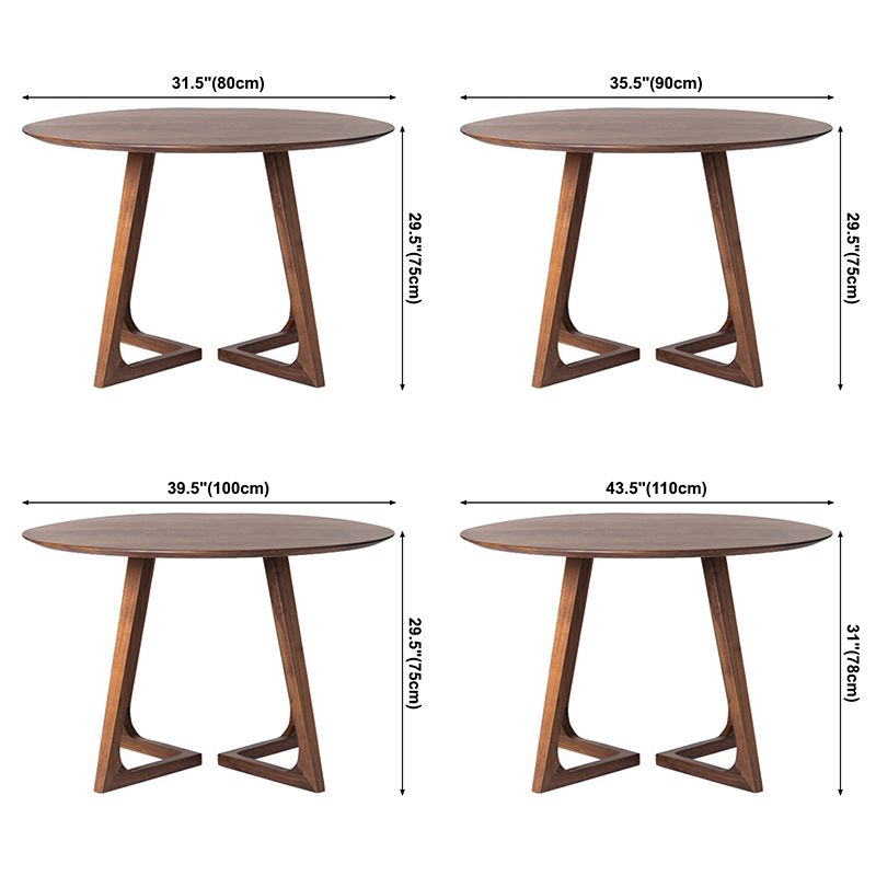 Tablette à double piédestal ronde Pine en bois massif meubles de salle à manger en bois massif