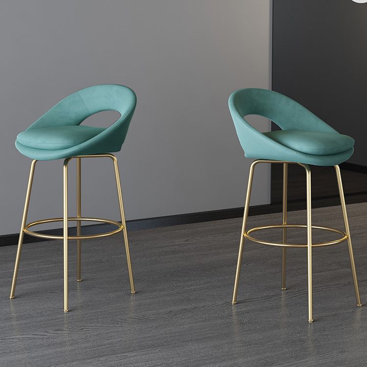 Contemporary Armless Backrest Counter Stool Iron Bar Stool with Cushion and Footrest