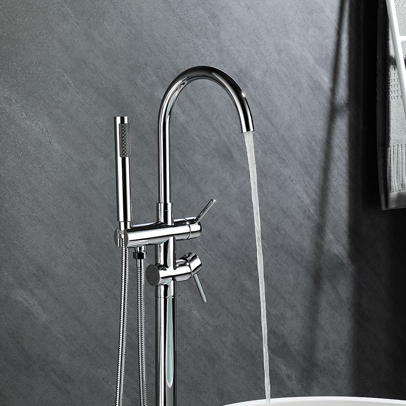 Floor Mounted Freestanding Bathtub Faucet Modern Style Metal Freestanding Faucet