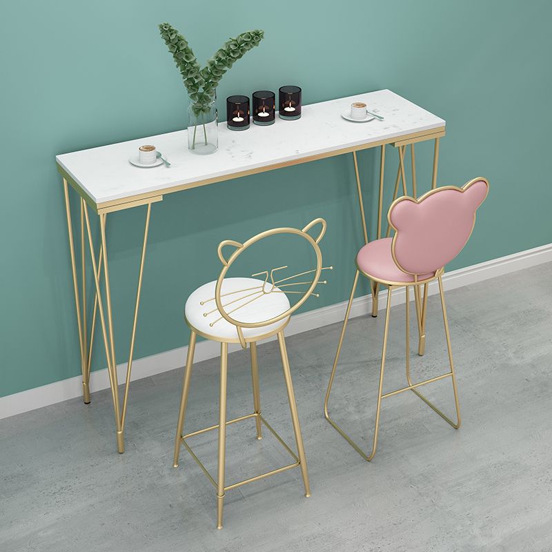 Glam 1/3/4/7 Pieces Bar Table Set Rectangle Stone Counter Table with High Stools