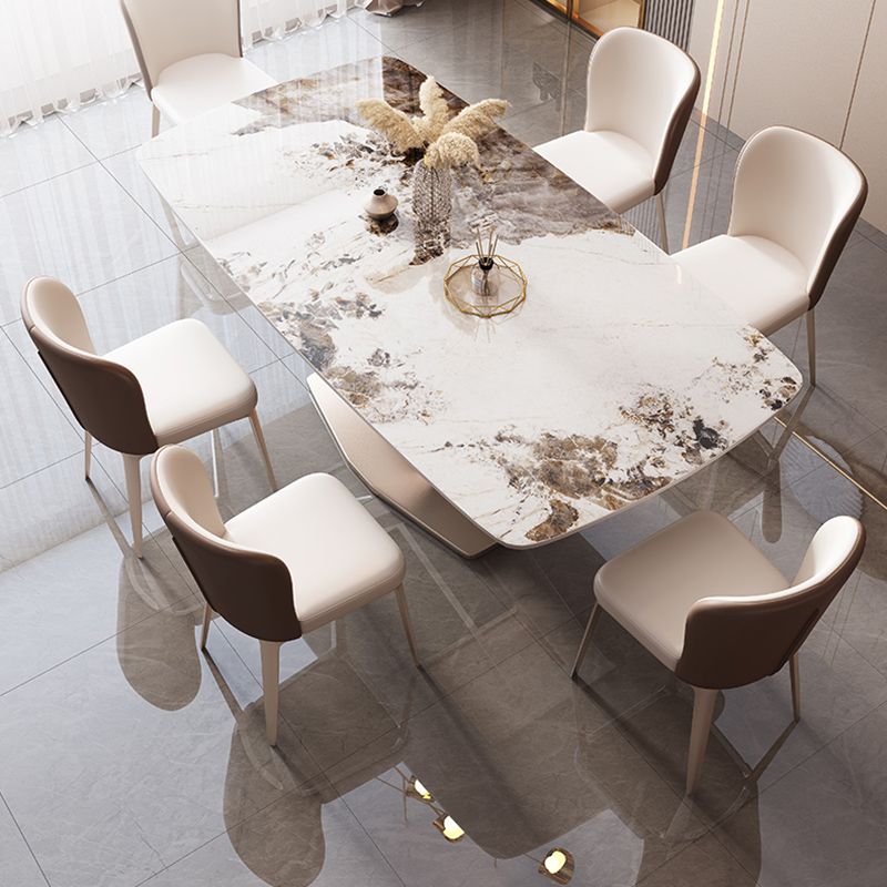 Modern Rectangle Dining Table Set 1/2/5/7 Pieces with Metal Base Kitchen Furniture Set