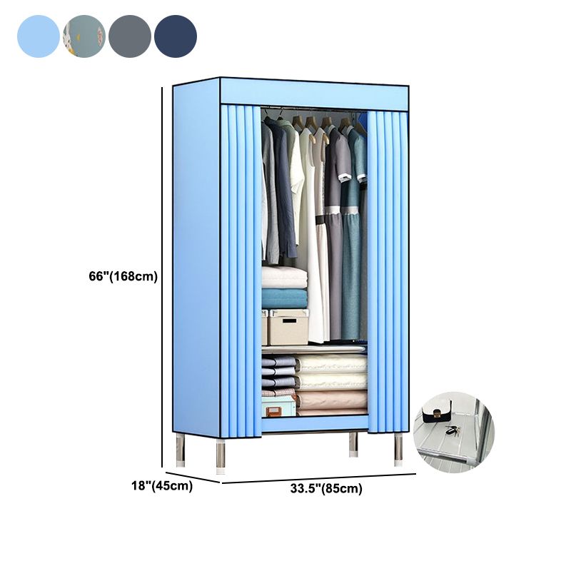 Contemporary Wardrobe Metal 1-Door Wardrobe Closet with Cloth Rod