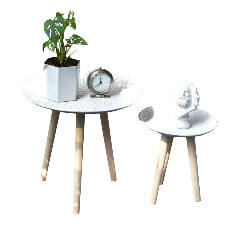 Modern White Wooden Coffee Table Round Coffee Table with Three Legs