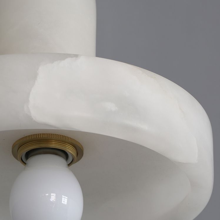 Lámpara de techo colgante de mica nórdica de suspensión en forma de sombrero blanco para comedor para comedor