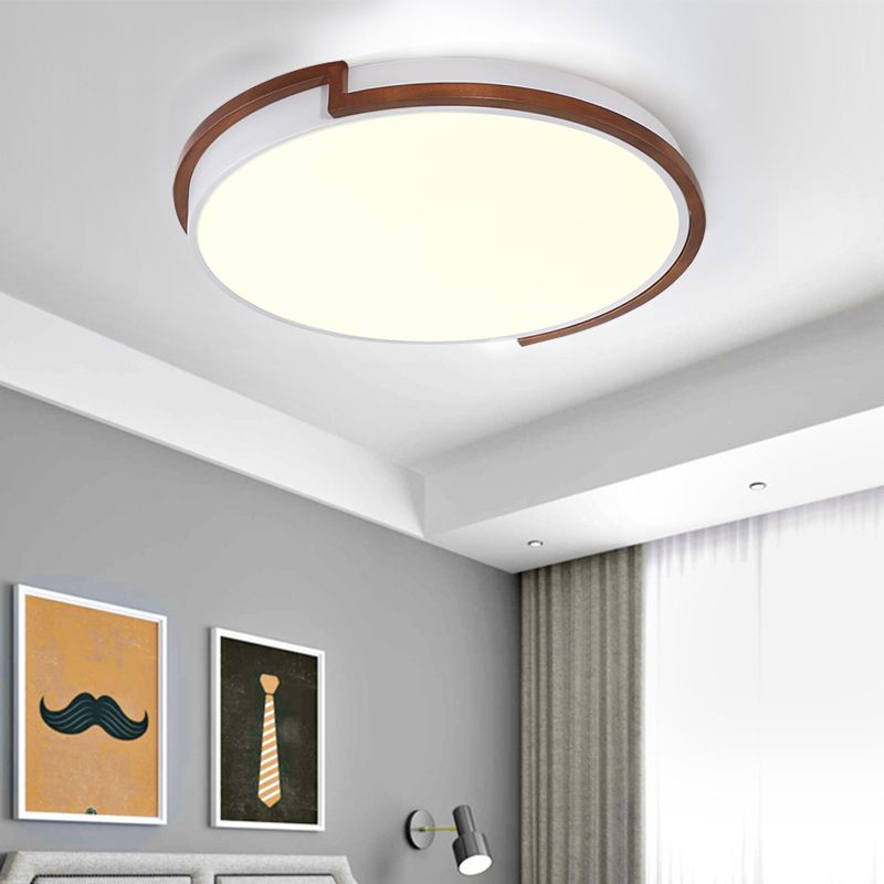 Circle Flush Mount Macaron Metal White/Green LED Flush Mount Lamp with Acrylic Diffuser for Living Room, 13"/17"/21" Wide