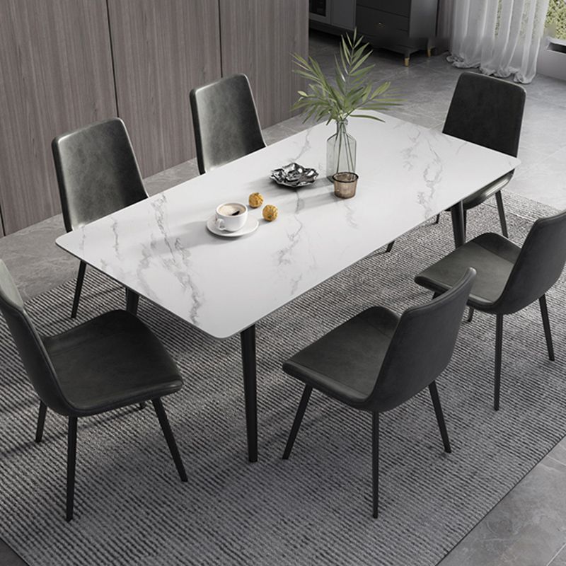 Modern Dinette Set with Solid Back Chairs 1/4/5/6/7 Pcs Stone Top Dining Table Set