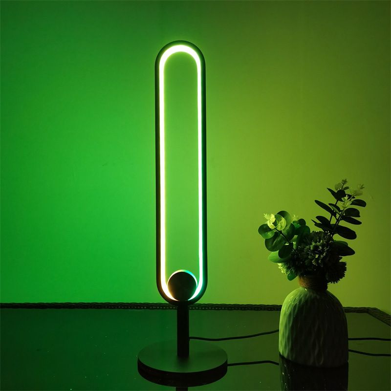 Lampada da tavolo a forma ovale in alluminio stile contemporaneo 1 luce da tavolo per camera da letto