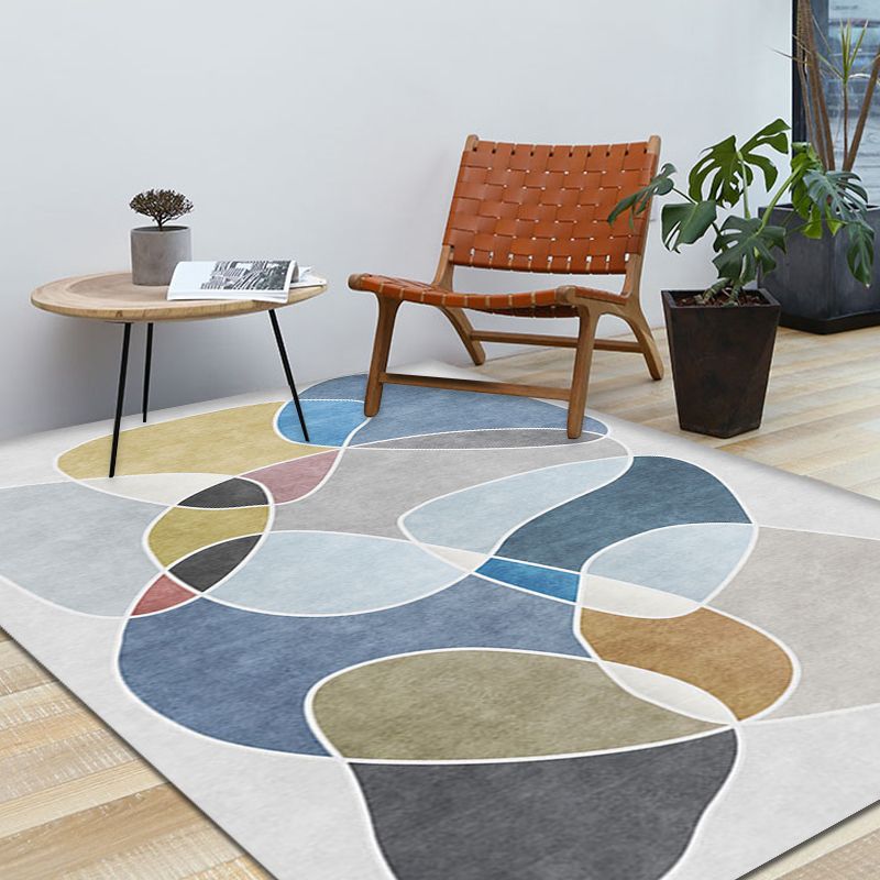 Stylish Multicolor Modernist Rug Polyester Colorblock Rug Washable Pet Friendly Non-Slip Carpet for Living Room