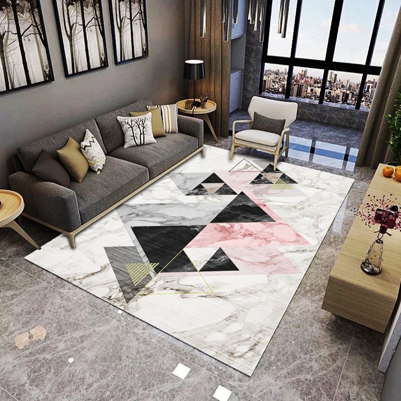 Light Yellow Modern Rug Polyester Graphic Rug Non-Slip Backing Rug for Living Room