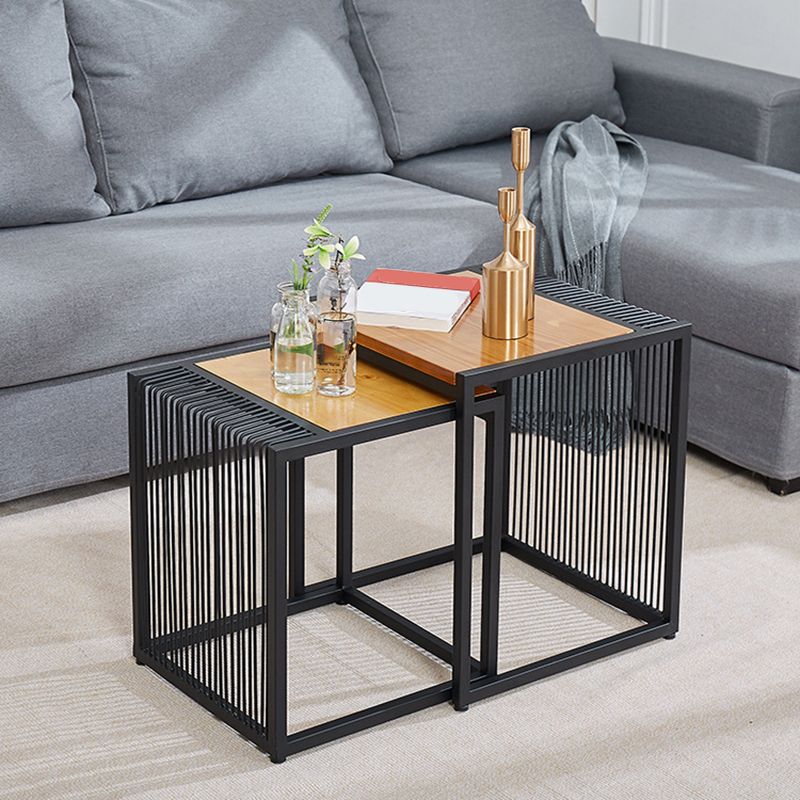 Frame 2 Nesting Coffee Table Iron & Solid Wood Cocktail Table Set
